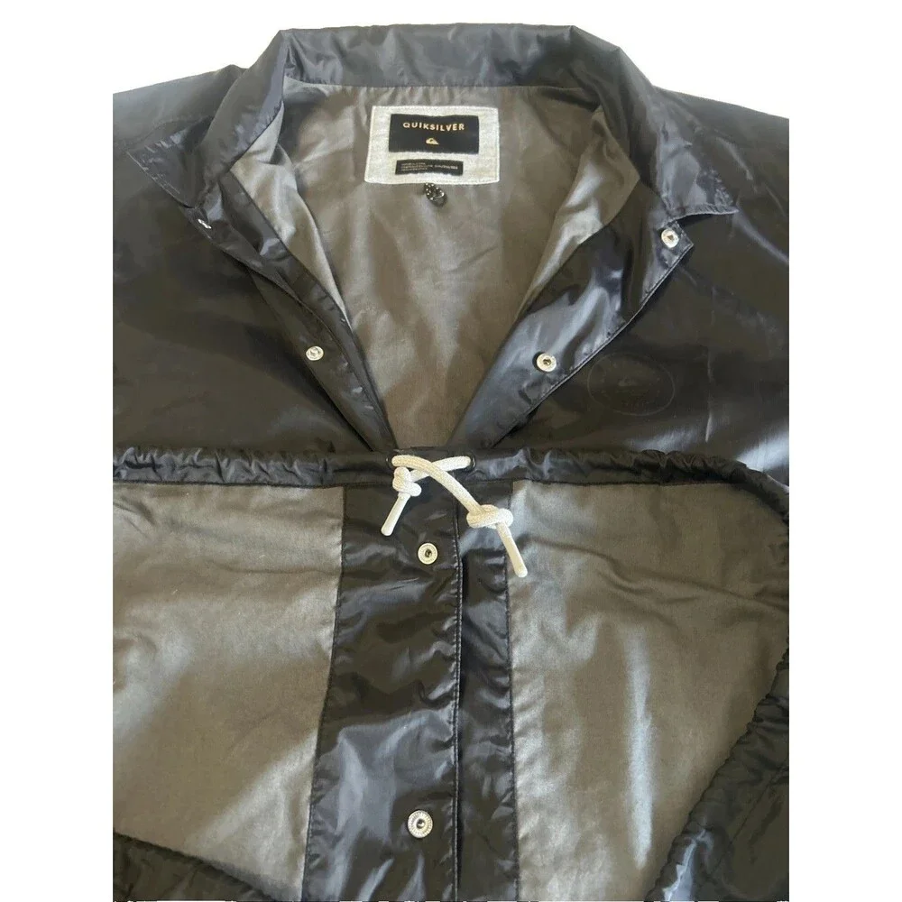 Quiksilver Jacket Men XXL Black Windbreaker Snap Front Softshell Lightweight